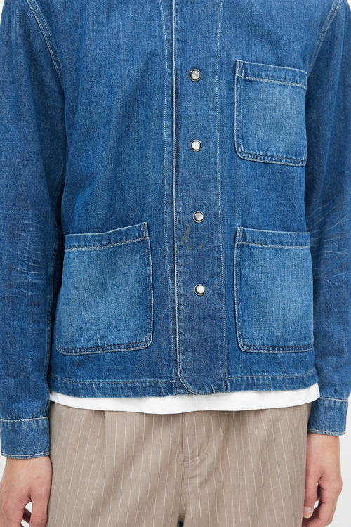 Our Legacy Blue Denim Snap Button Shirt Jacket