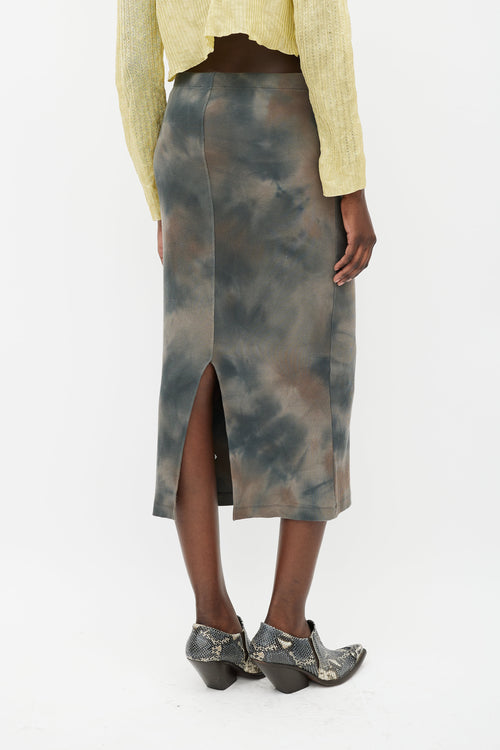 Brown & Grey Tie Dye Skirt