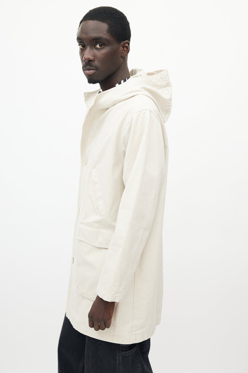 Our Legacy Cream Waxed Cotton Hooded Coat