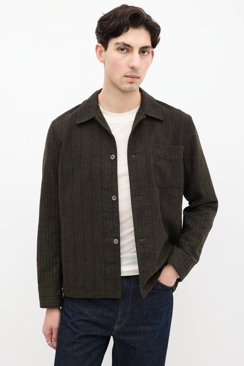 Our Legacy Green & Brown Wool Striped Box Shirt