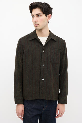 Our Legacy Green & Brown Wool Striped Box Shirt