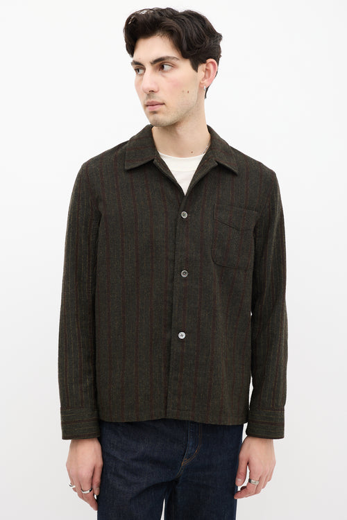 Our Legacy Green & Brown Wool Striped Box Shirt