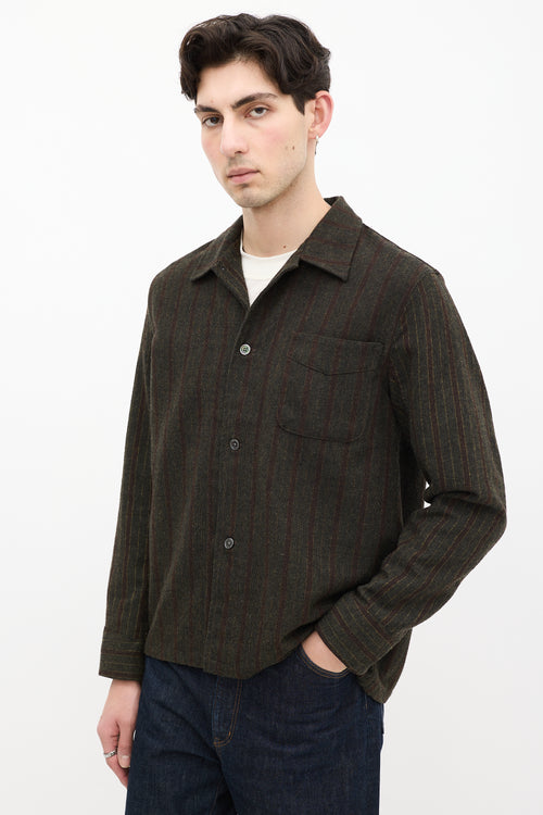 Our Legacy Green & Brown Wool Striped Box Shirt