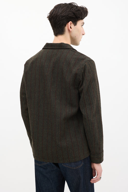 Our Legacy Green & Brown Wool Striped Box Shirt