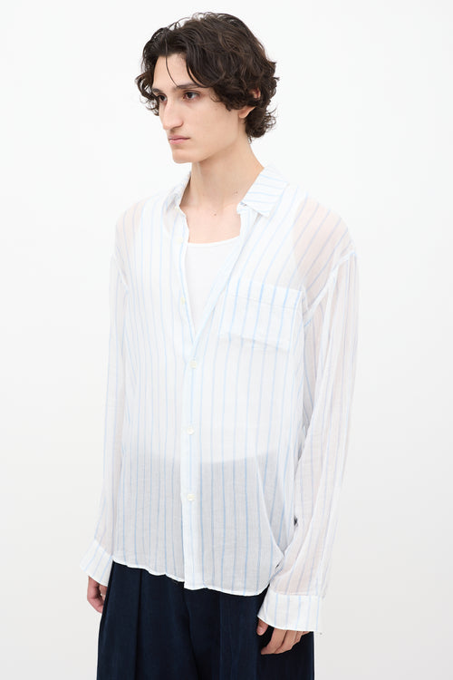 Our Legacy White & Blue Sheer Striped Shirt