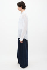 Our Legacy White & Blue Sheer Striped Shirt