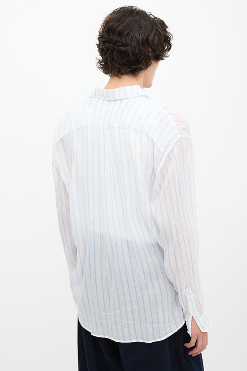 Our Legacy White & Blue Sheer Striped Shirt