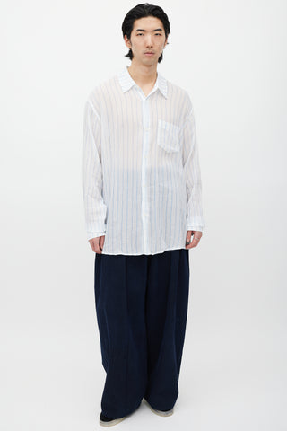 Our Legacy White & Blue Striped Shirt