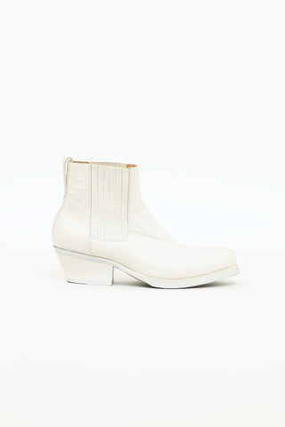 Our Legacy White Leather Textured Ankle Boot