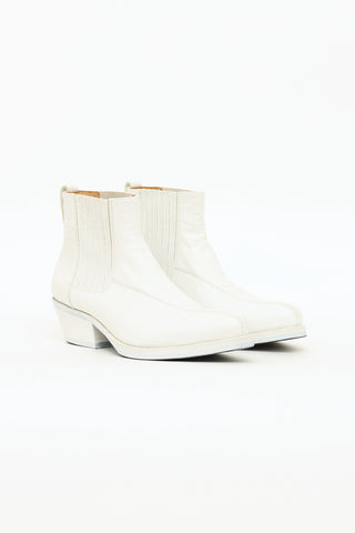 Our Legacy White Leather Textured Ankle Boot