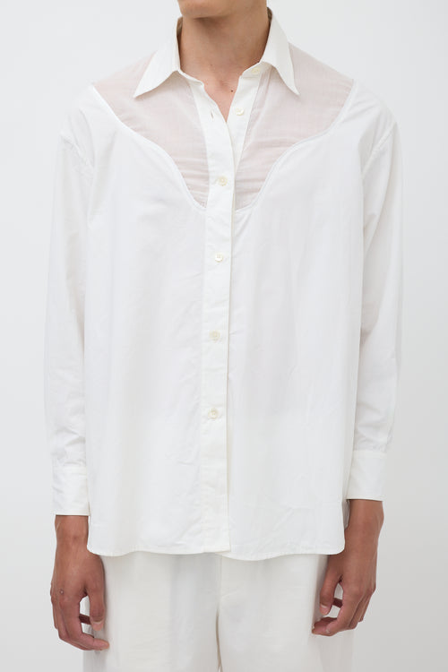 Our Legacy White Sheer Panelled Western Shirt