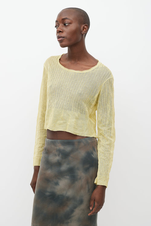 Yellow Cropped Knit Top