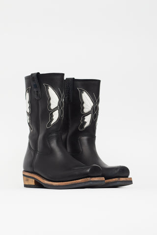 Our Legacy Black Leather Flat Toe Schmetterling Boot