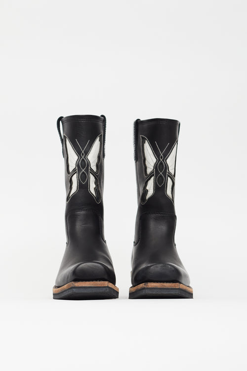 Our Legacy Black Leather Flat Toe Schmetterling Boot