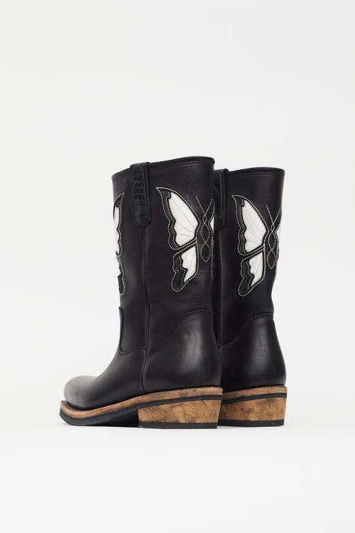 Our Legacy Black Leather Flat Toe Schmetterling Boot