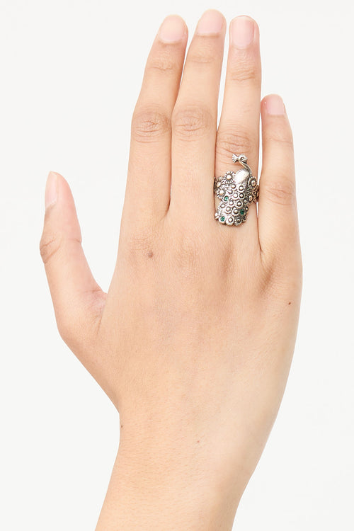 P.Love 925 Sterling Silver Emerald Ring