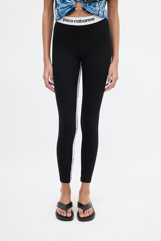 Rabanne Black & White Logo Cropped Legging