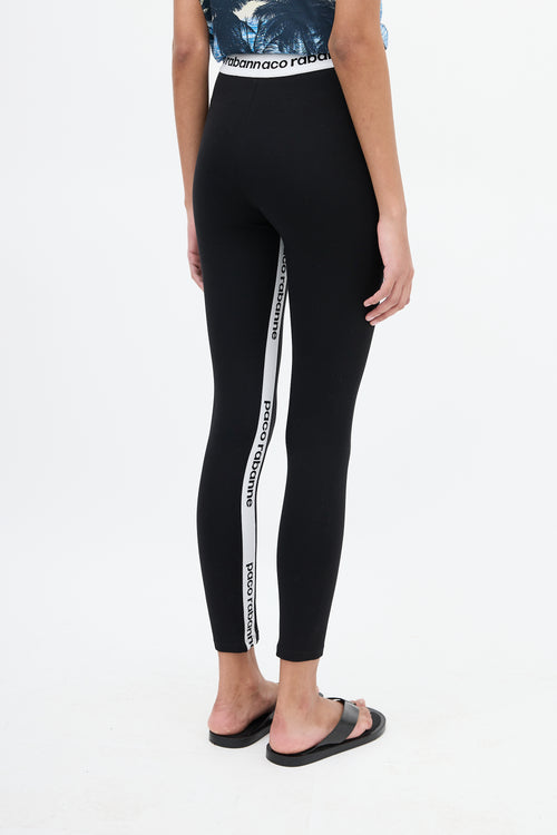 Rabanne Black & White Logo Cropped Legging