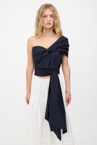 Johanna Ortiz Knotted Tie One Shoulder Top