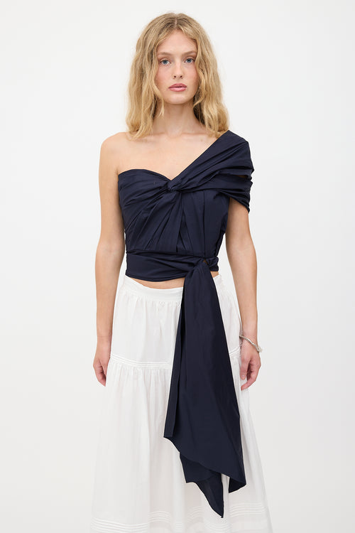 Johanna Ortiz Knotted Tie One Shoulder Top