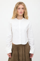 Jacquemus Cropped Gris Collarless Shirt