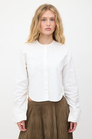 Jacquemus Cropped Gris Collarless Shirt