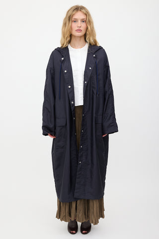 Tibi Crispy Nylon Hooded Coat