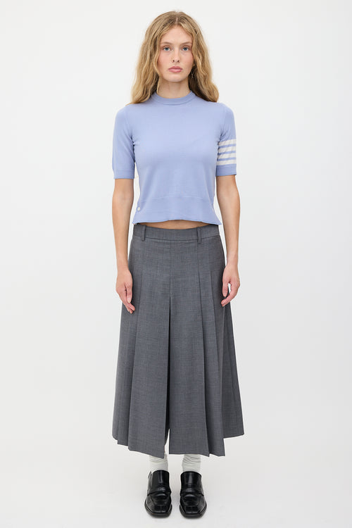 Thom Browne Wool 4-Bar Short Sleeve Sweater