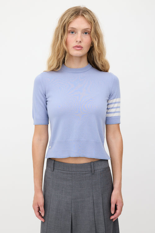 Thom Browne Wool 4-Bar Short Sleeve Sweater