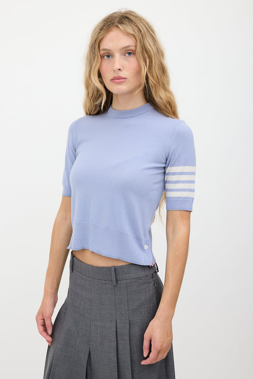 Thom Browne Wool 4-Bar Short Sleeve Sweater