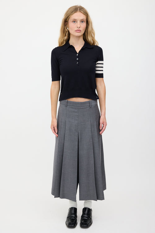 Thom Browne Merino Wool 4-Bar Polo Top