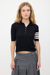 Thom Browne Merino Wool 4-Bar Polo Top