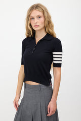 Thom Browne Merino Wool 4-Bar Polo Top