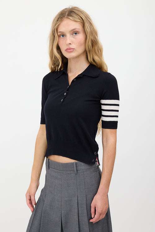 Thom Browne Merino Wool 4-Bar Polo Top