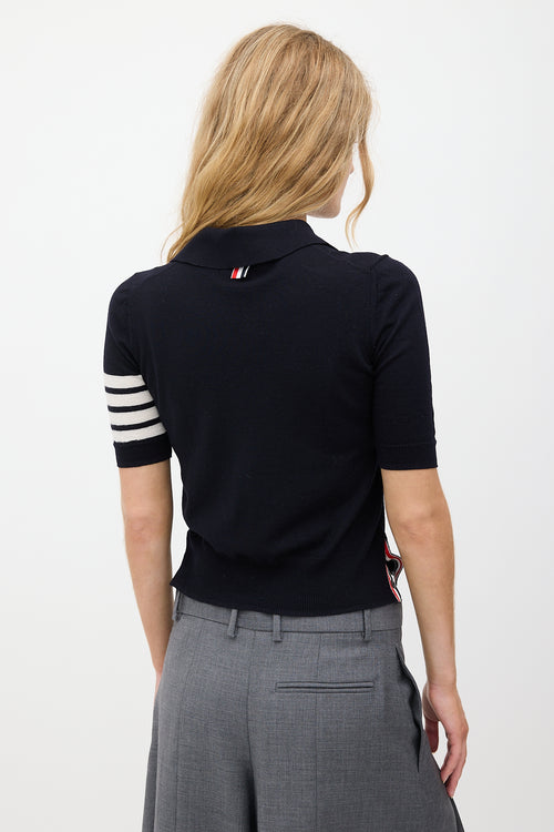 Thom Browne Merino Wool 4-Bar Polo Top