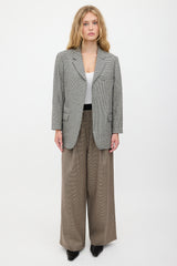 Victoria Beckham Wool Checked Open Blazer