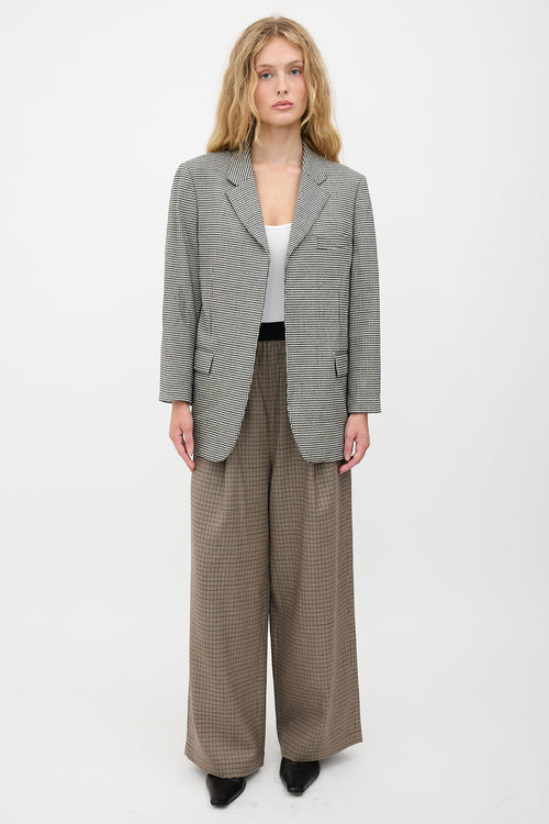 Victoria Beckham Wool Checked Open Blazer