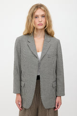 Victoria Beckham Wool Checked Open Blazer