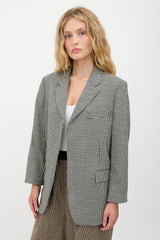Victoria Beckham Wool Checked Open Blazer