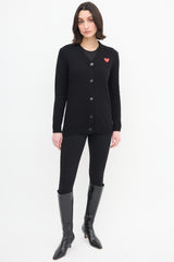 Comme des Garçons Play Black & Red Heart Logo Cardigan