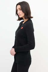Comme des Garçons Play Black & Red Heart Logo Cardigan