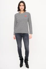 Comme des Garçons Play Black & White Striped Logo T-Shirt