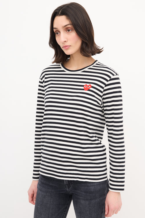 Comme des Garçons Play Black & White Striped Logo T-Shirt