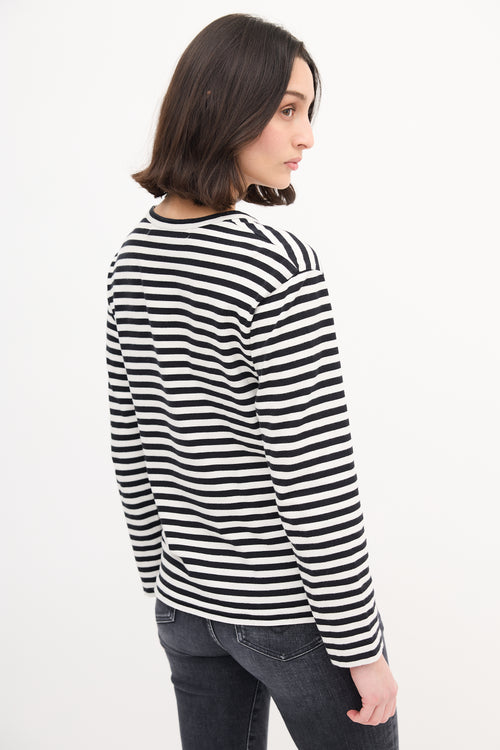 Comme des Garçons Play Black & White Striped Logo T-Shirt