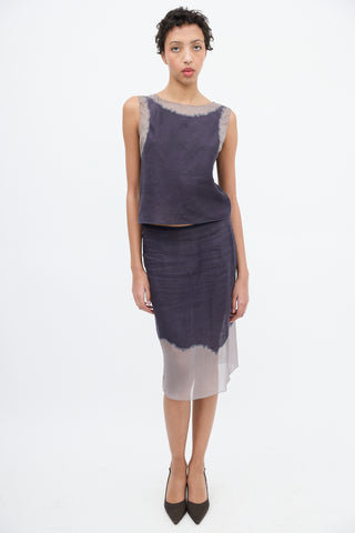 Prada 1998 Navy & Grey Linen & Silk Sleeveless Top