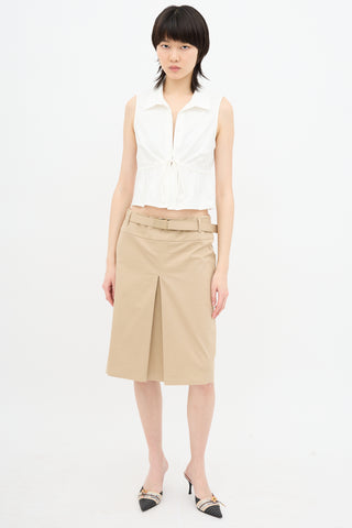 Prada Belted Logo Skirt