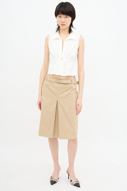 Prada Belted Logo Skirt