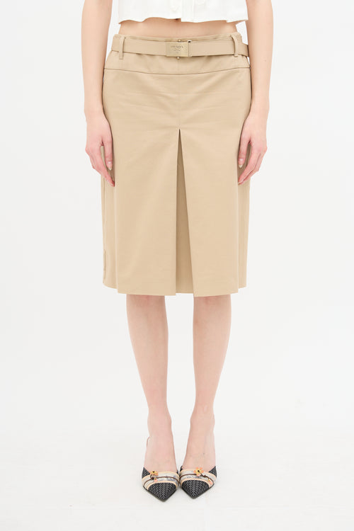 Prada Belted Logo Skirt