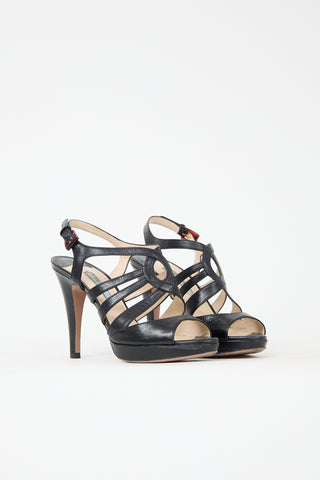 Prada Leather Caged Slingback Heel