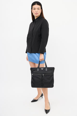 Prada Black Nylon Two Way Tote